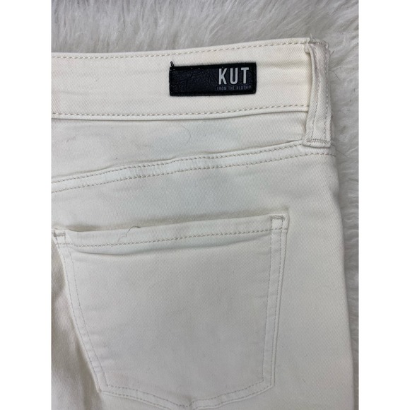 KUT from the Kloth KELSEY 6 Cream Button Fly High Rise Ankle Kick Flare Jeans - Picture 7 of 9